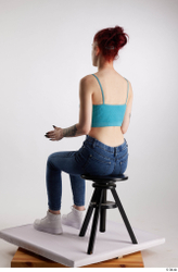 Woman White Slim Female Studio Poses